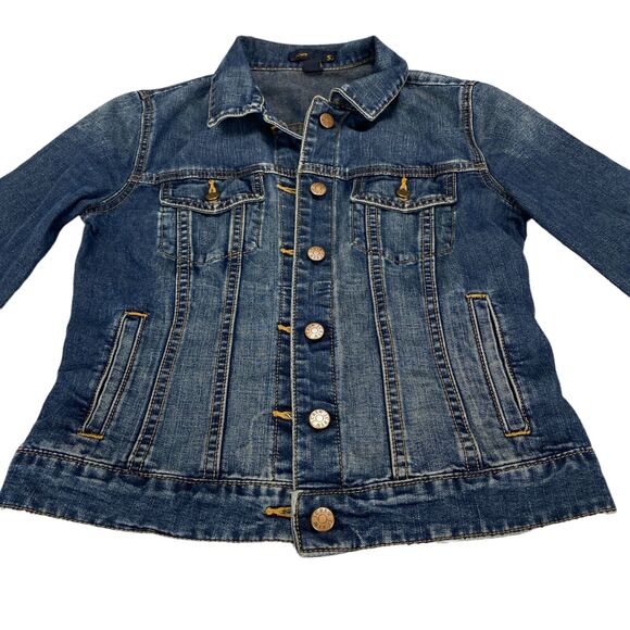 J. CREW Trucker Jacket Womens Small Blue Long Sleeve Denim Collared Button Front - Picture 8 of 16